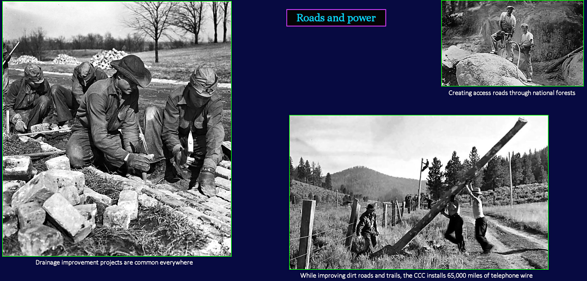 CCC roads and power lines, 1930s